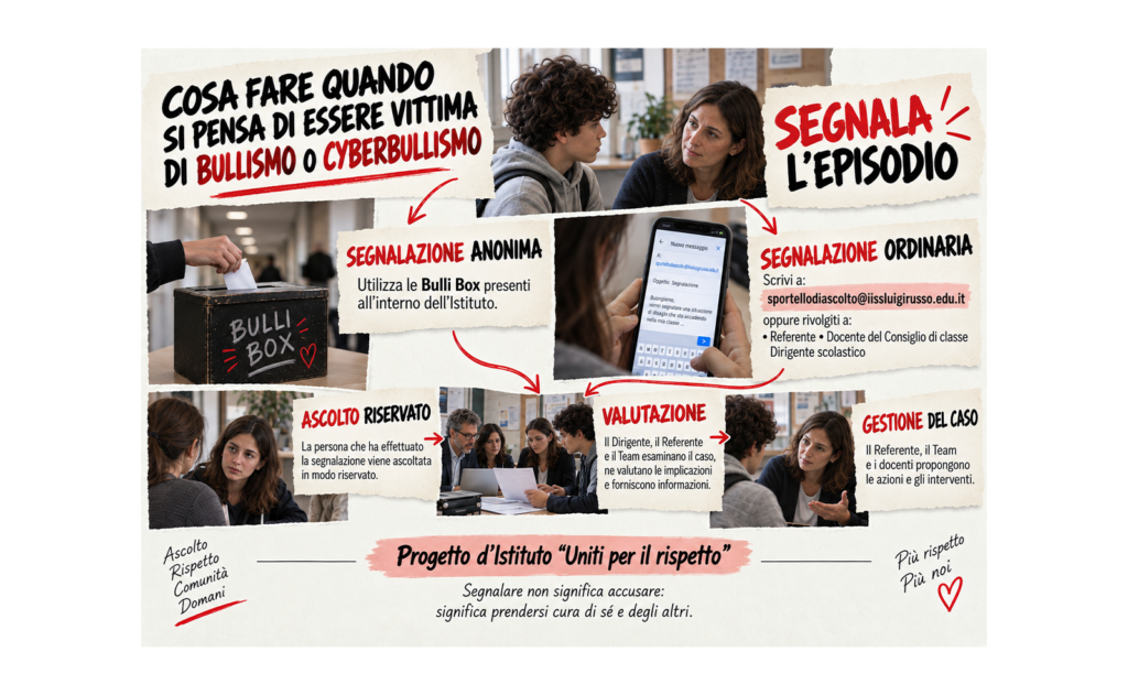Cosa fare quando si pensa di essere vittima di Bullismo o Cyberbullismo? Cosa fare quando si pensa di essere vittima di Bullismo o Cyberbullismo?